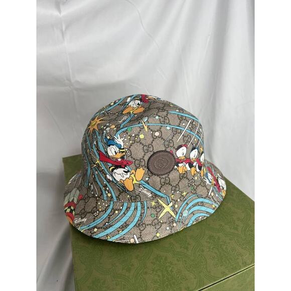 GUCCI X DISNEY Beige Medium Donald Duck Supreme Canvas Hat Medium 317839 - Picture 4 of 14